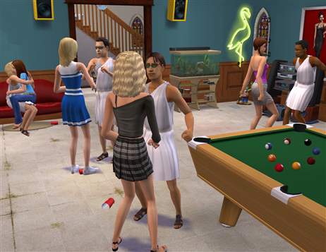 the sims play frisbee with a dog